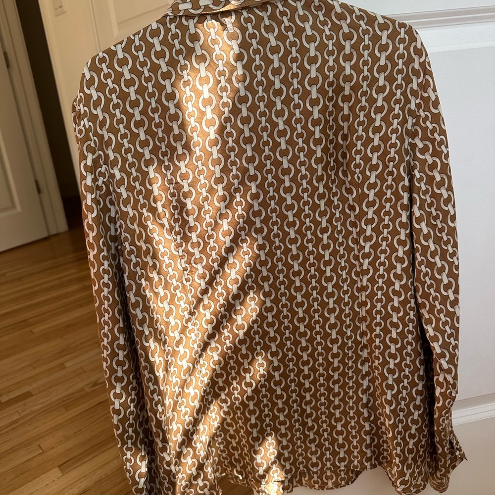 Vintage Silk Chain Pattern Button Down Shirt - image 3